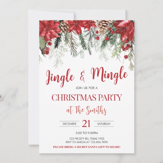 Jingle en Mingle Holiday Berries Kerstfeest Kaart (Voorkant)