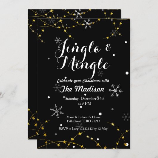 Jingle en Mingle Holiday Christmas Uitnodiging (Voorkant / Achterkant)