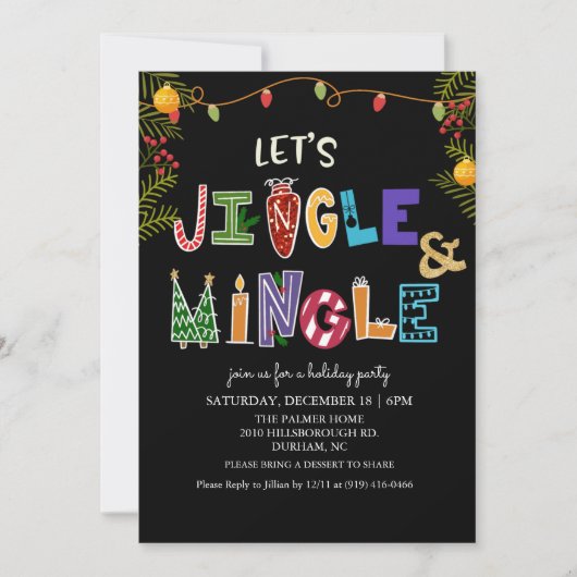 Jingle en Mingle Holiday Invitation Kaart (Voorkant)