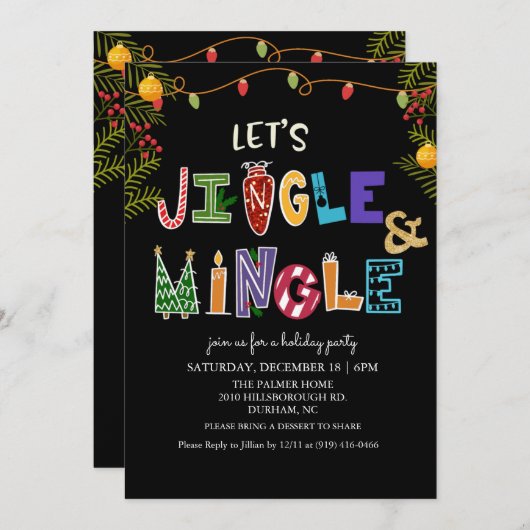 Jingle en Mingle Holiday Invitation Kaart (Voorkant / Achterkant)