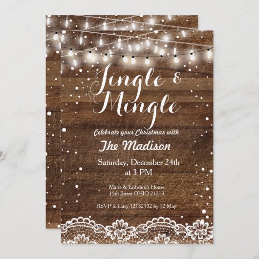 Jingle en Mingle Holiday Invitation Kaart (Voorkant / Achterkant)