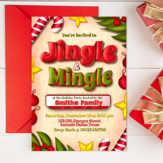 Jingle en Mingle Holiday Invitation Kaart