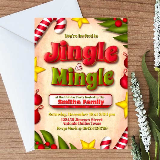 Jingle en Mingle Holiday Invitation Kaart