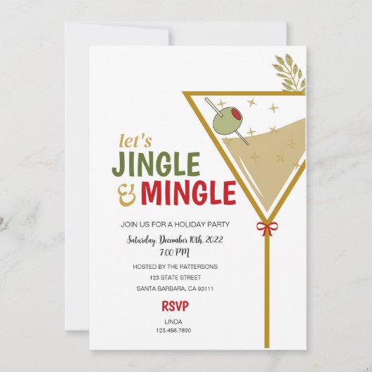 Jingle en Mingle Holiday Party Invitation Modern Kaart (Voorkant)