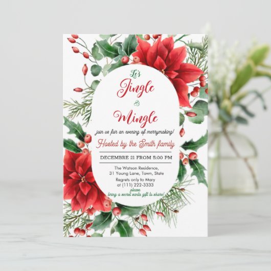 Jingle en Mingle Holiday Party Kaart (Staand voorkant)