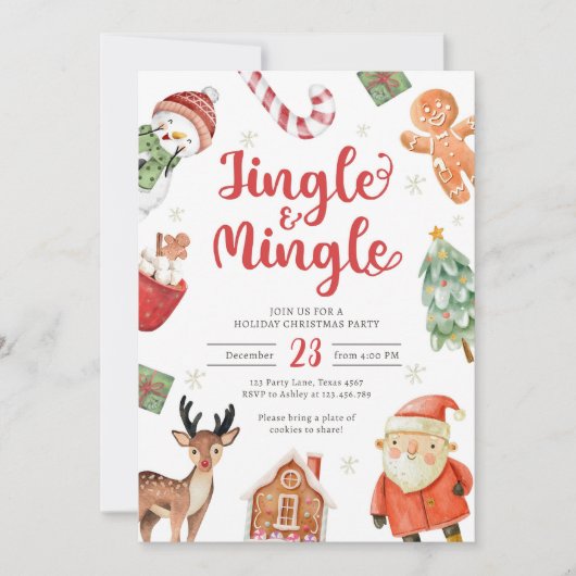 Jingle en Mingle Holiday Party Kerstman Kaart (Voorkant)