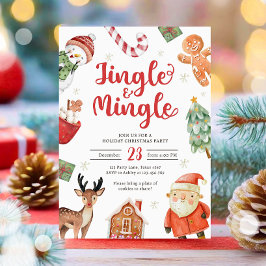 Jingle en Mingle Holiday Party Kerstman Kaart