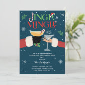 Jingle en Mingle Invite Holiday Cocktail Party Kaart (Staand voorkant)
