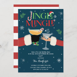Jingle en Mingle Invite Holiday Cocktail Party Kaart