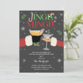 Jingle en Mingle Invite Holiday Cocktail Party Kaart (Staand voorkant)