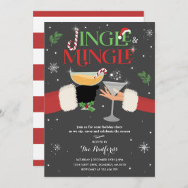Jingle en Mingle Invite Holiday Cocktail Party Kaart