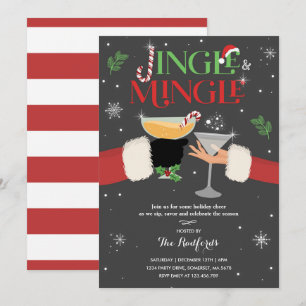 Jingle en Mingle Invite Holiday Cocktail Party Kaart
