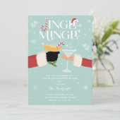 Jingle en Mingle Invite Holiday Cocktail Party Kaart (Staand voorkant)