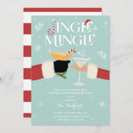 Jingle en Mingle Invite Holiday Cocktail Party Kaart