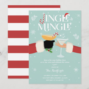 Jingle en Mingle Invite Holiday Cocktail Party Kaart