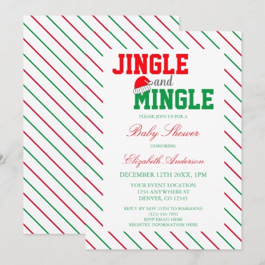 Jingle en Mingle-kerstBaby shower Kaart (Voorkant / Achterkant)