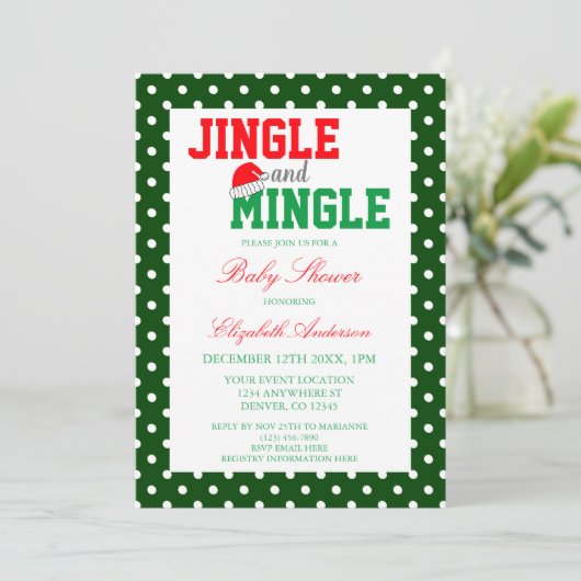 Jingle en Mingle-kerstBaby shower Kaart (Staand voorkant)