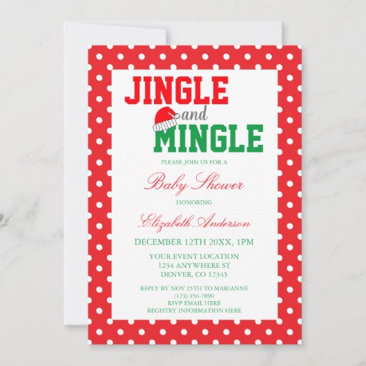 Jingle en Mingle-kerstBaby shower Kaart (Voorkant)