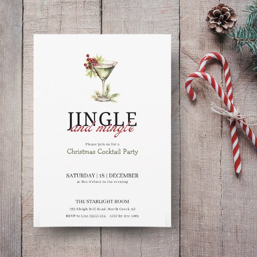 Jingle en Mingle kerstcocktail party Kaart