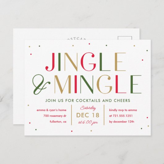 Jingle en Mingle-kerstfeest Nodig Briefkaart uit (Voorkant / Achterkant)