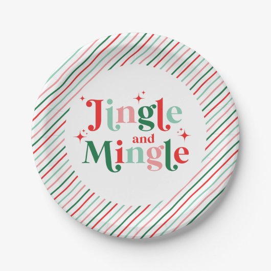 Jingle en Mingle kerstfeest Papieren Bordje (Voorkant)