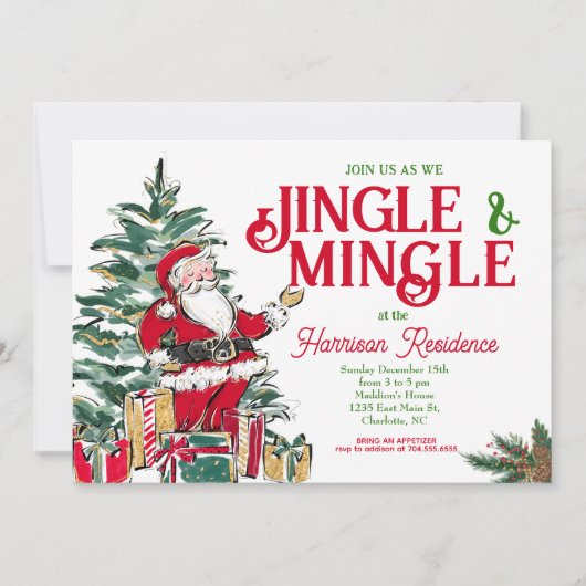 Jingle en Mingle Kerstfeest uitnodigen Kaart (Voorkant)