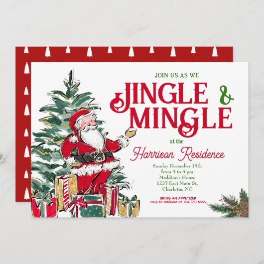 Jingle en Mingle Kerstfeest uitnodigen Kaart (Voorkant / Achterkant)