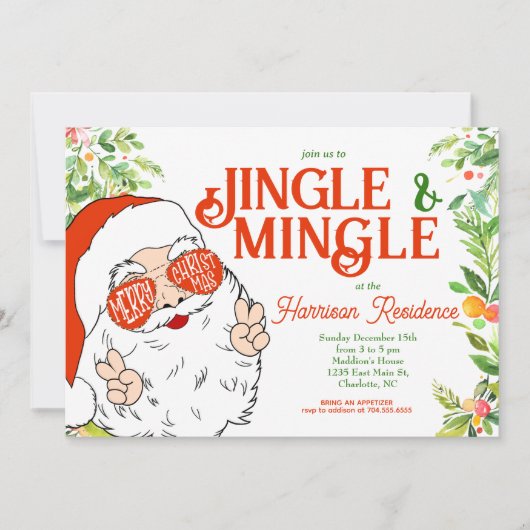 Jingle en Mingle Kerstfeest uitnodigen Kaart (Voorkant)