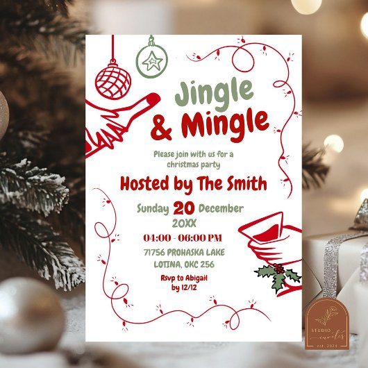 Jingle en Mingle Kerstfeest Uitnodiging