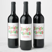 Jingle en Mingle Kerstfeest Wijn Etiket (Flessen)