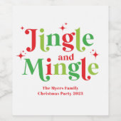Jingle en Mingle Kerstfeest Wijn Etiket (Enkel label)