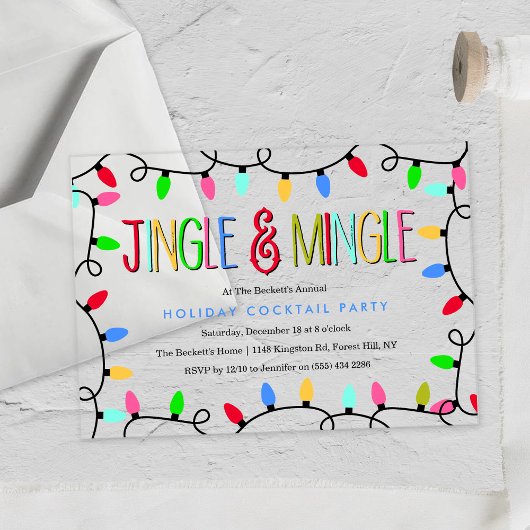 Jingle en Mingle | Kerstfeestdag — Cocktail Acryl Uitnodigingen