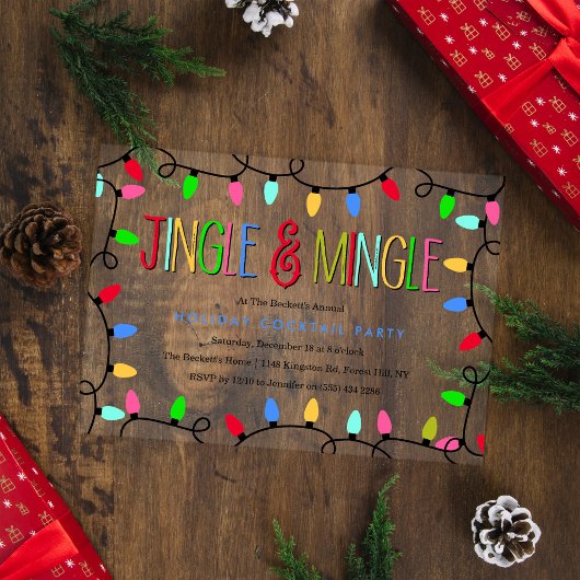 Jingle en Mingle | Kerstfeestdag — Cocktail Acryl Uitnodigingen