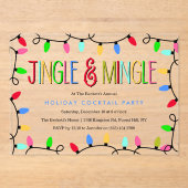 Jingle en Mingle | Kerstfeestdag — Cocktail Acryl Uitnodigingen (Voorkant)
