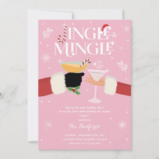 Jingle en Mingle Kerstfeestdag Cocktail Party Kaart (Voorkant)