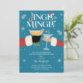 Jingle en Mingle Kerstfeestdag Cocktail Party Kaart (Staand voorkant)