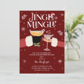 Jingle en Mingle Kerstfeestdag Cocktail Party Kaart (Staand voorkant)