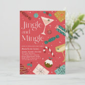 Jingle en Mingle Kerstfeestdag Cocktail Party Kaart (Staand voorkant)