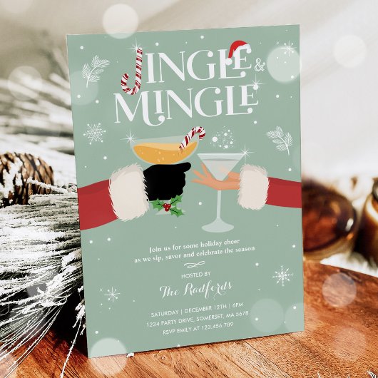 Jingle en Mingle Kerstfeestdag Cocktail Party Kaart