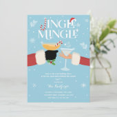 Jingle en Mingle Kerstfeestdag Cocktail Party Kaart (Staand voorkant)