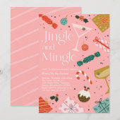 Jingle en Mingle Kerstfeestdag Cocktail Party Kaart (Voorkant / Achterkant)