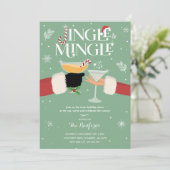 Jingle en Mingle Kerstfeestdag Cocktail Party Kaart (Staand voorkant)