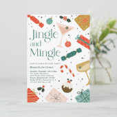Jingle en Mingle Kerstfeestdag Cocktail Party Kaart (Staand voorkant)