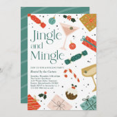 Jingle en Mingle Kerstfeestdag Cocktail Party Kaart (Voorkant / Achterkant)