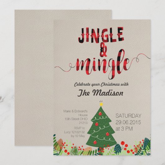 Jingle en Mingle-kerstfeestdag Kaart (Voorkant / Achterkant)