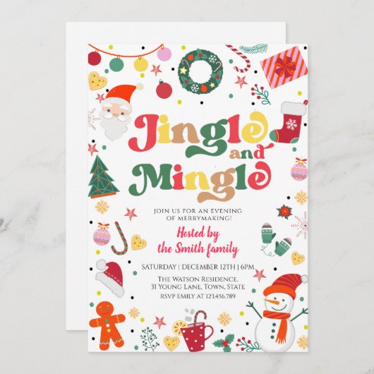 Jingle en Mingle kerstfeestje Kaart (Voorkant / Achterkant)