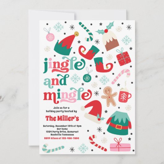 Jingle en Mingle kerstfeestje Kaart (Voorkant)