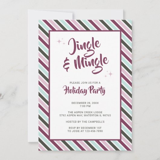 Jingle en Mingle Kerstmis Feest Stripes Kaart (Voorkant)