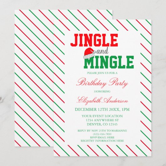 Jingle en Mingle Kerstmis Kaart (Voorkant / Achterkant)