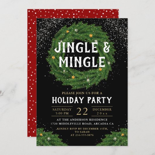 Jingle en Mingle Kerstmis met feestdag Kaart (Voorkant / Achterkant)